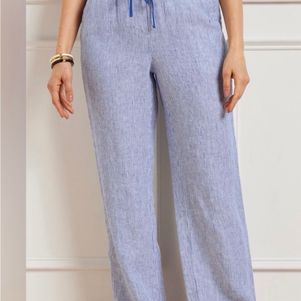 Talbots Light Blue Striped Wide Leg Pants